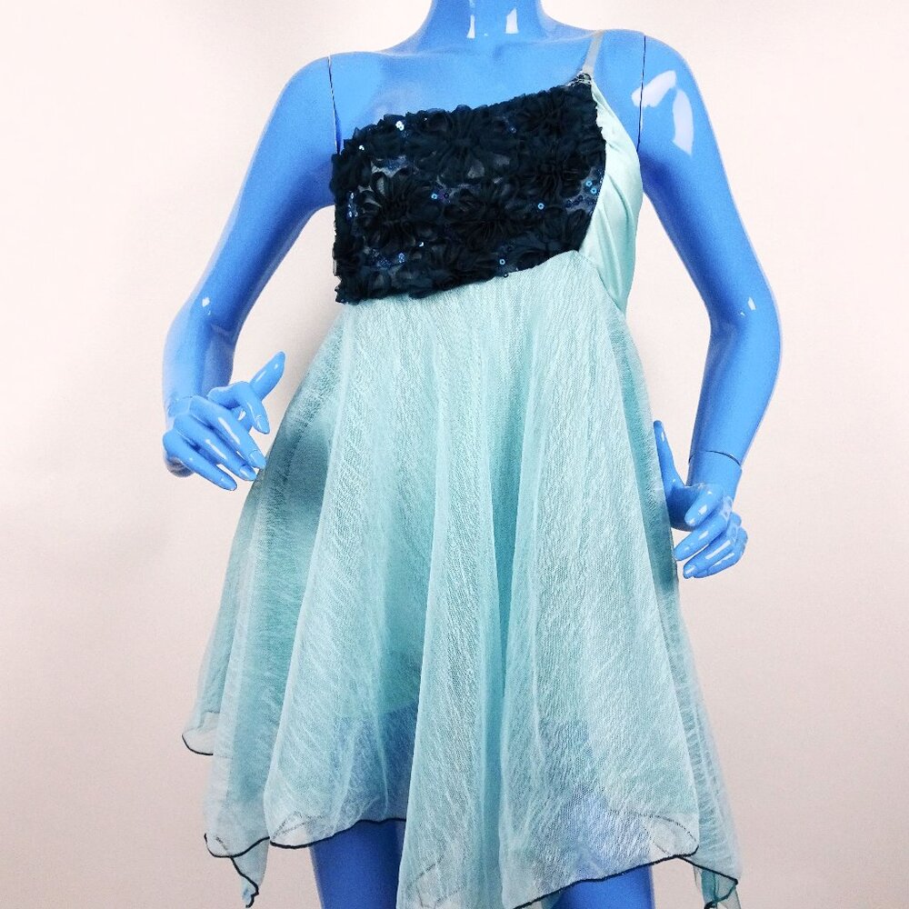 Revolution Dancewear Dance Costume Lyrical Dress Adult M 8 10 Turquoise Green MA